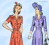 1940s Vintage Advance Sewing Pattern 3045 Misses WWII Day Dress Sz 30 Bust