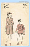 1940s Vintage Advance Sewing Pattern 3103 Uncut WWII Toddler Boys Coat Sz 4