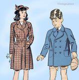 1940s Vintage Advance Sewing Pattern 3103 Uncut WWII Toddler Boys Coat Sz 4