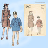 1940s Vintage Advance Sewing Pattern 3103 Uncut WWII Toddler Boys Coat Sz 4