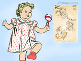 1940s Vintage Advance Sewing Pattern 3137 Darling Toddler Girls WWII Dress Sz 1