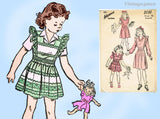 1940s Vintage Advance Sewing Pattern 3151 Cute Girls WWII Pinafore Dress Sz 10