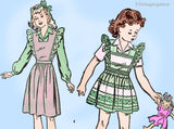 1940s Vintage Advance Sewing Pattern 3151 Cute Girls WWII Pinafore Dress Sz 10