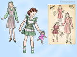 1940s Vintage Advance Sewing Pattern 3151 Cute Girls WWII Pinafore Dress Sz 10
