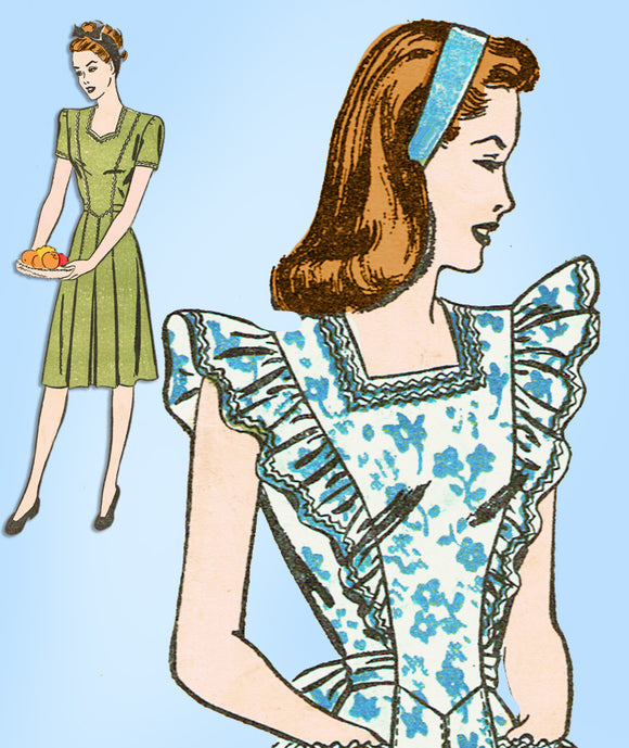 1940s Vintage Advance Sewing Pattern 4139 Misses Pinafore Dress Sz 34 Bust