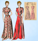 1940s Vintage Advance Pattern 4331 Misses Floor Length Housecoat Size 34 Bust