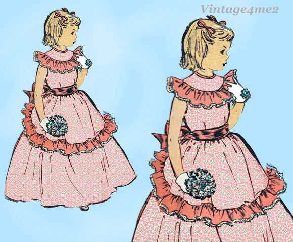 1940s Vintage Advance Sewing Pattern 5170 Toddler Girls Dress or Gown Size 4 23B