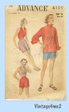 Advance 6105: 1950s Misses Halter Top Shorts & Jacket 34B Vintage Sewing Pattern