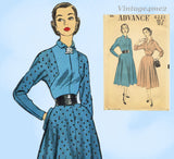 Advance 6221: 1950s Stunning Misses Street Dress Size 32 B Vintage Sewing Pattern
