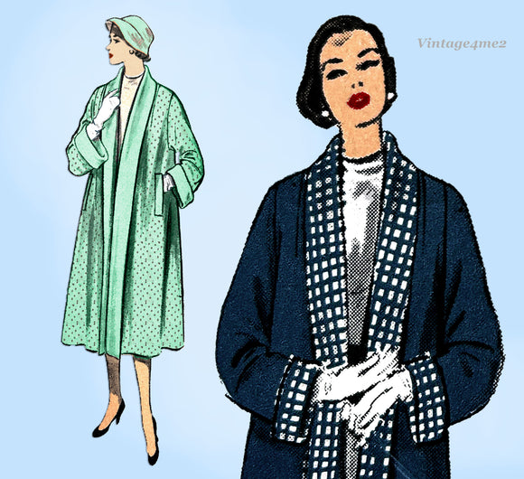 Advance 6329: 1950s Stunning Uncut Swagger Coat Size 36 B Vintage Sewing Pattern
