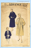 Advance 6329: 1950s Stunning Uncut Swagger Coat Size 36 B Vintage Sewing Pattern