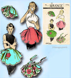 1950s Vintage Advance Sewing Pattern 7751 Cute Misses Scallop Cocktail Apron Fits All