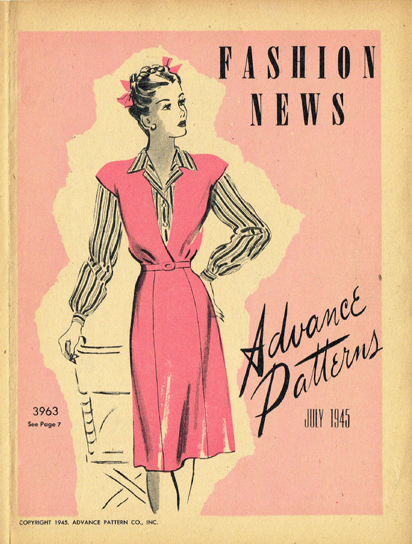 Digital Download Advance Fashion Flyer July 1945 Small 1940s Sewing Pattern Catalog
