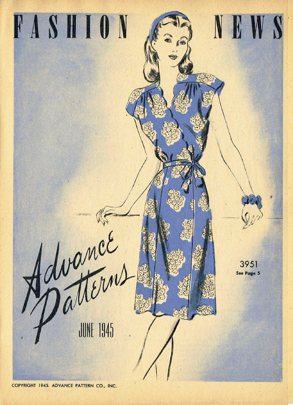 Digital Download Advance Fashion Flyer June 1945 Small 1940s Sewing Pattern Catalog