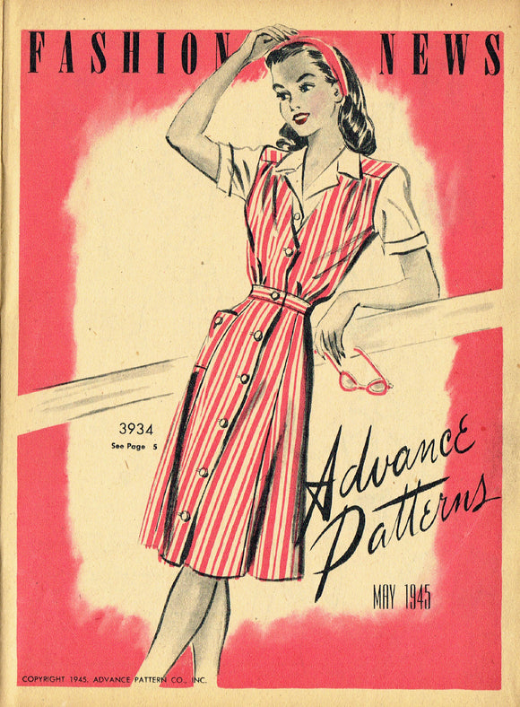 Digital Download Advance Fashion Flyer May 1945 Small 1940s Sewing Pattern Catalog