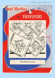 1940s VTG Aunt Martha's Embroidery Transfer 3318 Uncut Sweet Kitten Tea Towels
