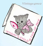 1940s VTG Aunt Martha's Embroidery Transfer 3318 Uncut Sweet Kitten Tea Towels