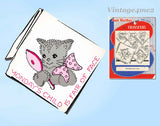 1940s VTG Aunt Martha's Embroidery Transfer 3318 Uncut Sweet Kitten Tea Towels