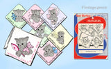 1940s VTG Aunt Martha's Embroidery Transfer 3318 Uncut Sweet Kitten Tea Towels