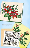 1940s Christmas Flower Tea Towel Transfer Uncut Aunt Martha's Transfer 3346 Pointsettia