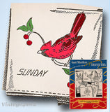 1950s VTG Aunt Martha's Embroidery Transfer 9637 Uncut Bird Motif Tea Towels