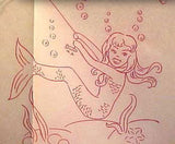 1960s Aunt Martha's 3623 Mermaid Tea Towel Transfer Uncut Hot Iron Transfer
