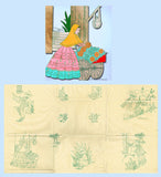 1930s VTG Betty Burton Embroidery Transfer "C" Uncut Mexican Gal Tea Towels ORIG