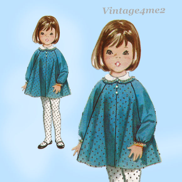 Butterick 3383: 1960s Cute Uncut Toddler Girls Dress Sz 1 Vintage Sewing Pattern