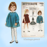 Butterick 3383: 1960s Cute Uncut Toddler Girls Dress Sz 1 Vintage Sewing Pattern