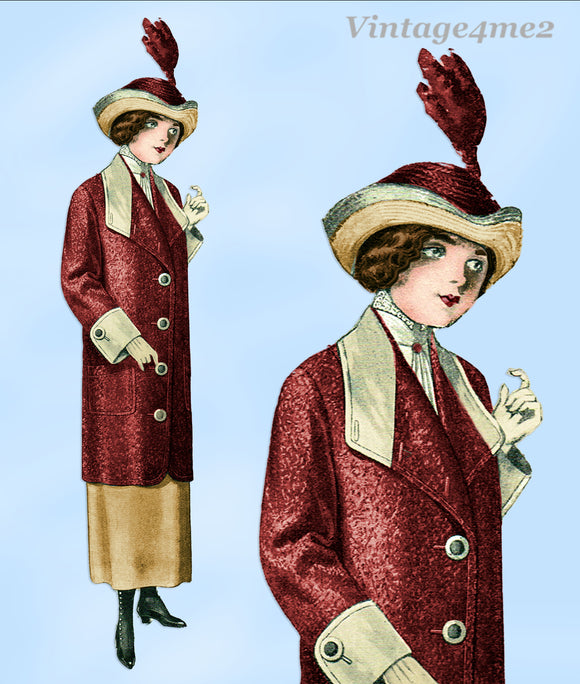 Butterick 5758: 1910s Stunning Misses WWI Coat Size 36 B Vintage Sewing Pattern