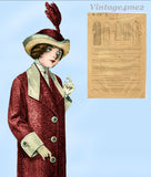 Butterick 5758: 1910s Stunning Misses WWI Coat Size 36 B Vintage Sewing Pattern
