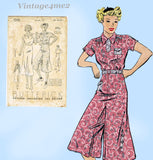 Butterick 7292: 1930s Misses Dress w Culottes Sz 38 B Vintage Sewing Pattern