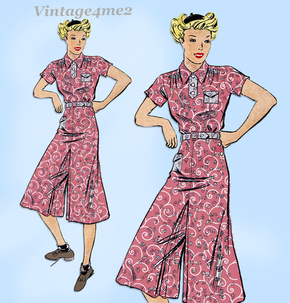 Butterick 7292: 1930s Misses Dress w Culottes Sz 38 B Vintage Sewing Pattern