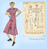 Butterick 7292: 1930s Misses Dress w Culottes Sz 38 B Vintage Sewing Pattern