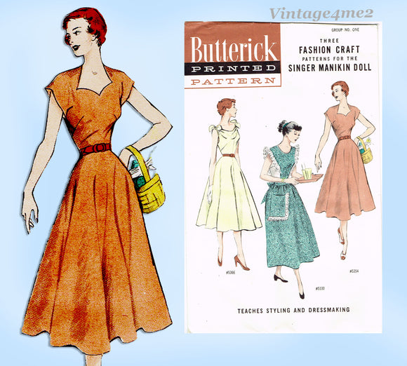 1950s Rare Uncut Vintage Singer Manikin Doll Clothes Pattern 3 Butterick Designs Group 1