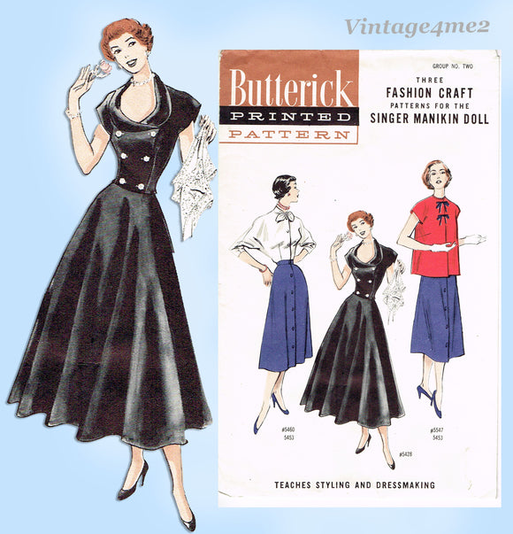 1950s Rare Uncut Vintage Singer Manikin Doll Clothes Pattern 3 Butterick Designs Group 2