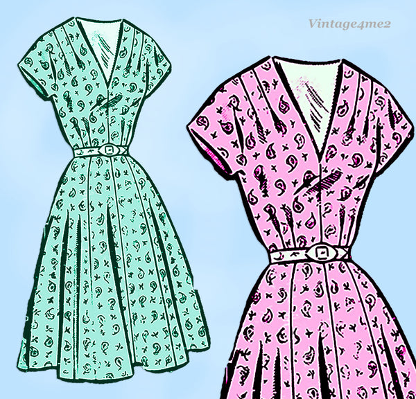 Clotilde 3125: 1950s Uncut Misses Street Dress Sz 38 B Vintage Sewing Pattern