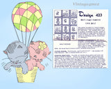 1950s Vintage Design Mail Order Transfer Pattern 423 Cute Uncut Kitten Crib Quilt