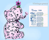 1950s Vintage Design Mail Order Transfer Pattern 7208 Uncut Elephant Pajama Bag Doll