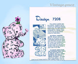 1950s Vintage Design Mail Order Transfer Pattern 7208 Uncut Elephant Pajama Bag Doll
