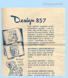 1950s Design Mail Order Embroidery Transfer 857 Uncut Mondays Child Tea Towels