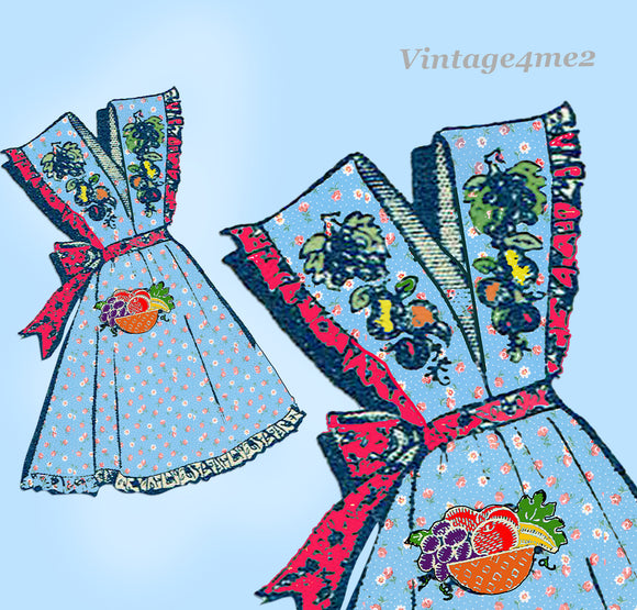 1940s Vintage Design Mail Order Sewing Pattern 893 Uncut Embroidered Apron Fits All