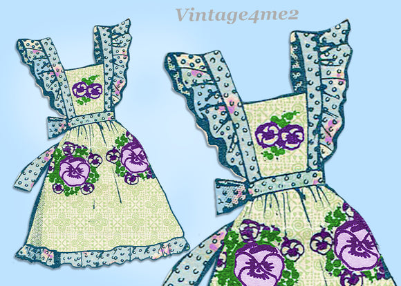 1940s Vintage Mail Order Pattern 905 Uncut Misses Pansy Full Bib Apron Fits All