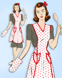 1940s Vintage Hollywood Sewing Pattern 1224 Misses WWII Apron Tulip Pockets MED