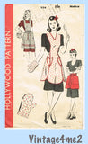 1940s Vintage Hollywood Sewing Pattern 1224 Misses WWII Apron Tulip Pockets MED