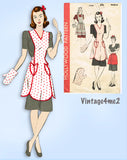 1940s Vintage Hollywood Sewing Pattern 1224 Misses WWII Apron Tulip Pockets MED