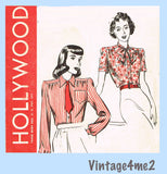Hollywood 715: 1940s Charming Misses WWII Blouse Sz 32 B Vintage Sewing Pattern