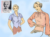 Hollywood 997: 1930s Uncut Womens Plus Size Blouse 42B Vintage Sewing Pattern