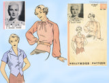 Hollywood 997: 1930s Uncut Womens Plus Size Blouse 42B Vintage Sewing Pattern