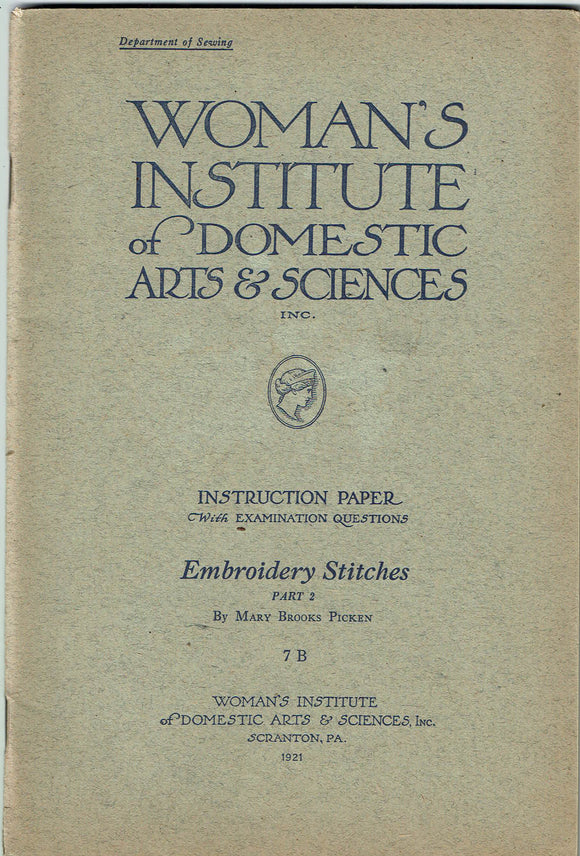 1920s Brooks Picken Woman's Institute Sewing Book 7B Embroidery Stitches Part 2